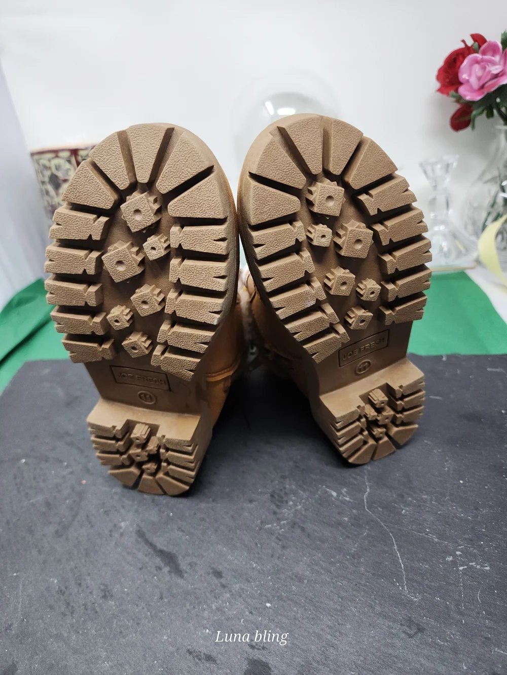 Childs Tan Fur-Trim Hiking Boots